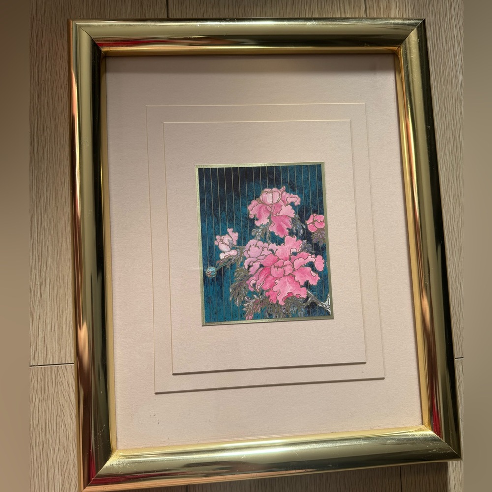 Kinder-Harris Gold Framed Floral Art Print Peonies Style 2